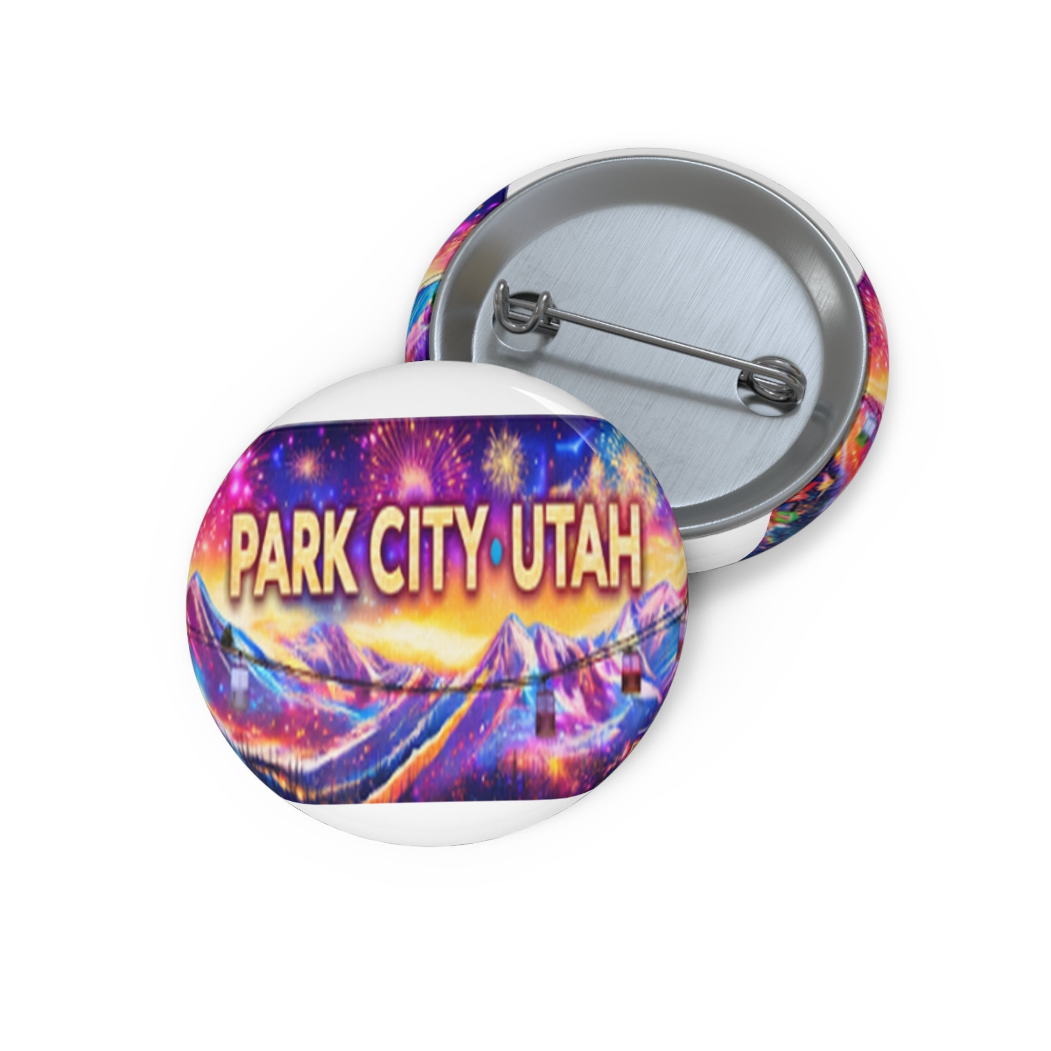 Park City Utah Pin Button — Colorful Mountain Souvenir Badge
