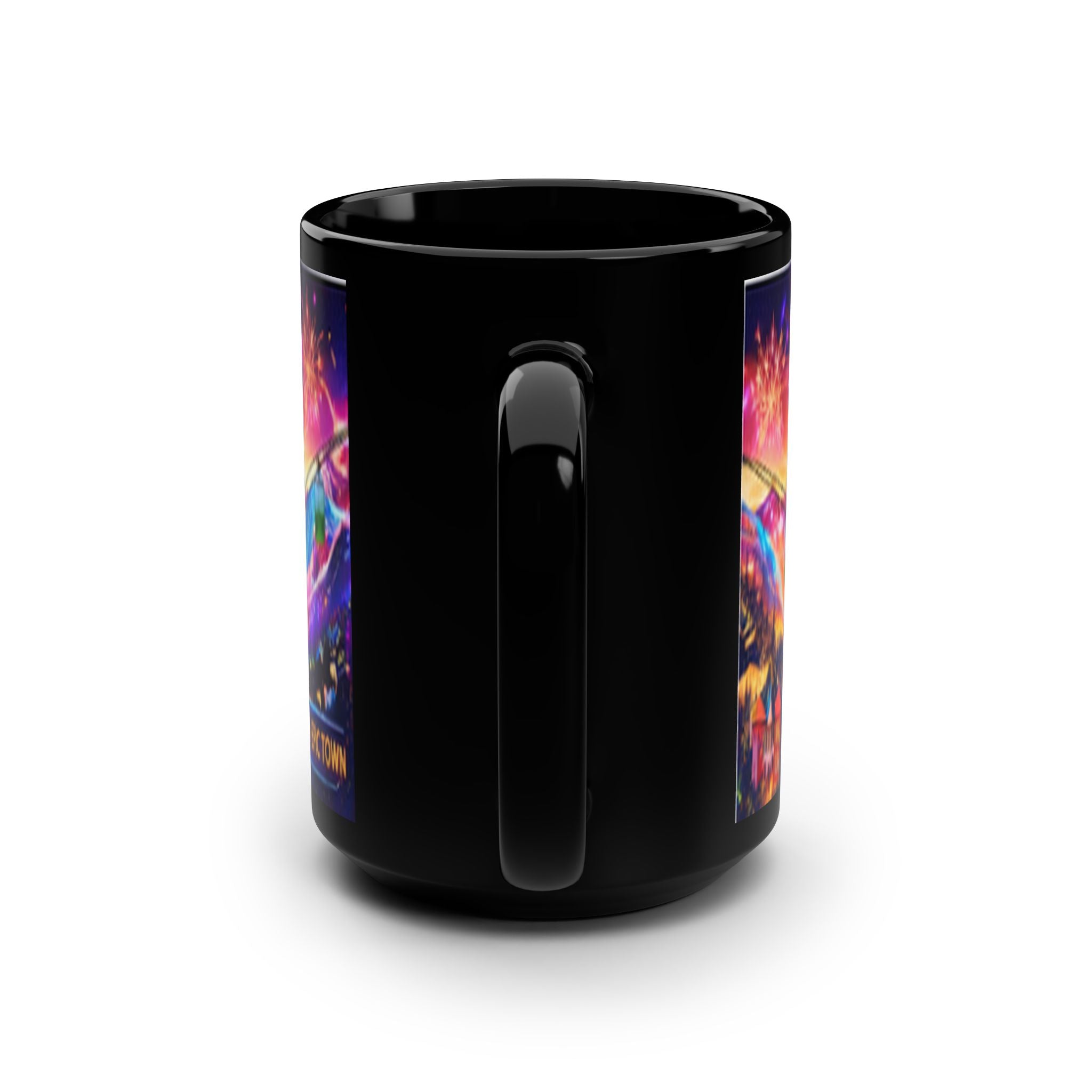 Park City Utah Coffee Mug — 15oz Black Mug with Colorful Mountain & Fireworks Design (Epic Slopes)