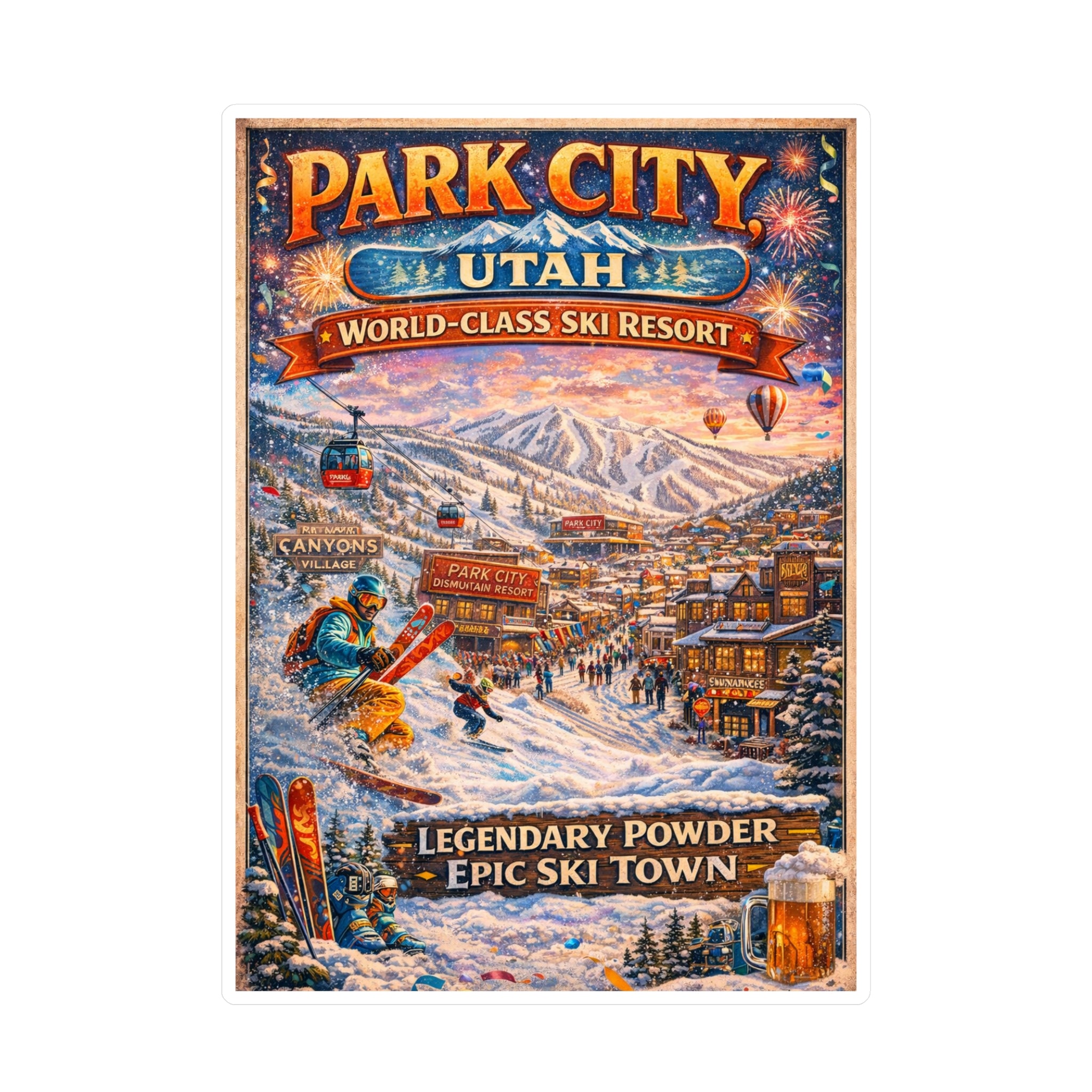 Park City Utah Ski Resort Vinyl Sticker — Legendary Powder Kiss-Cut Decal