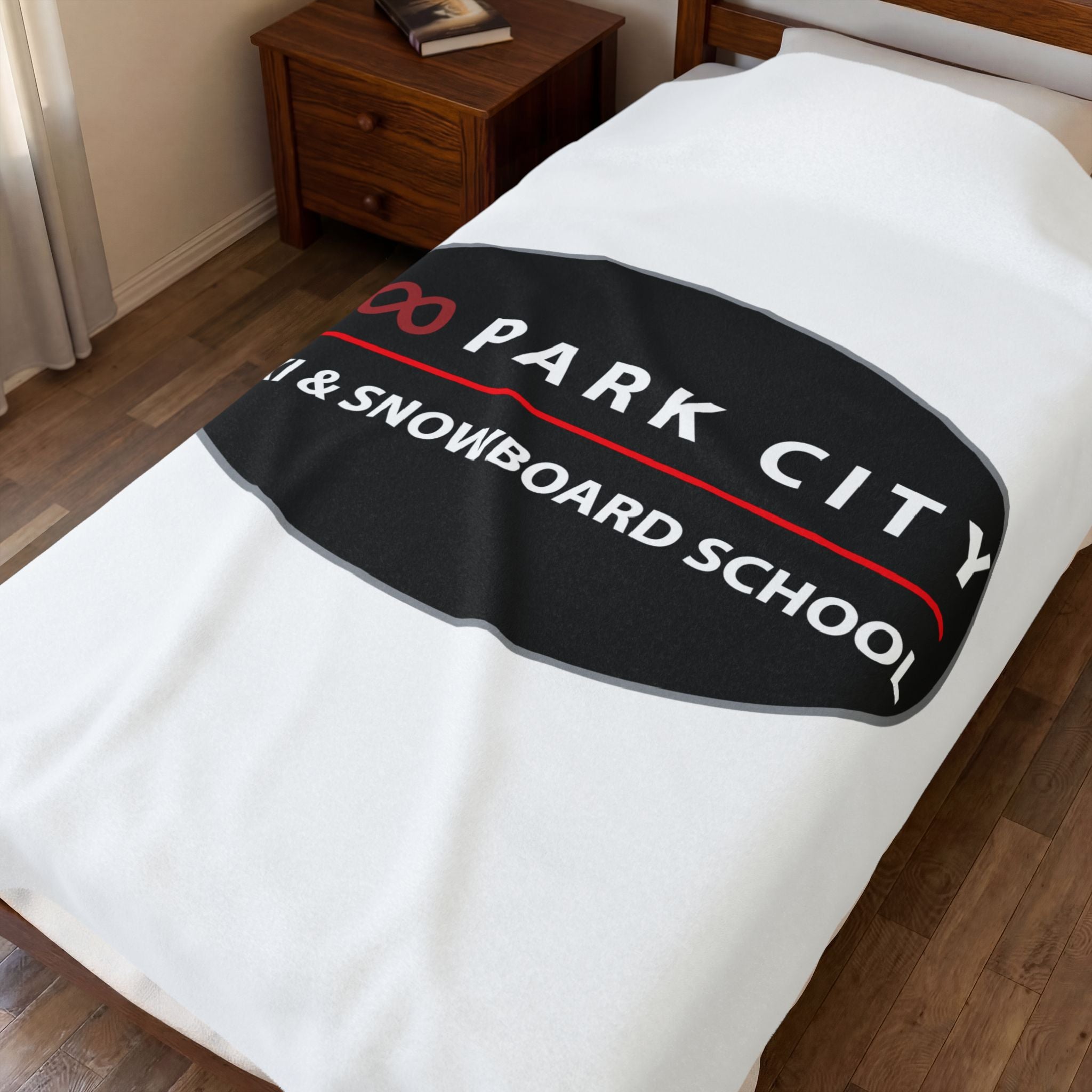 Park City Ski & Snowboard School Logo (Oval), Velveteen Plush Blanket