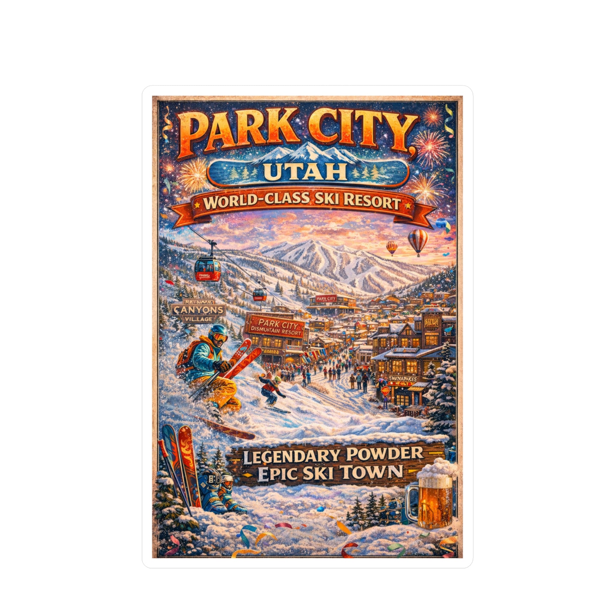 Park City Utah Ski Resort Vinyl Sticker — Legendary Powder Kiss-Cut Decal