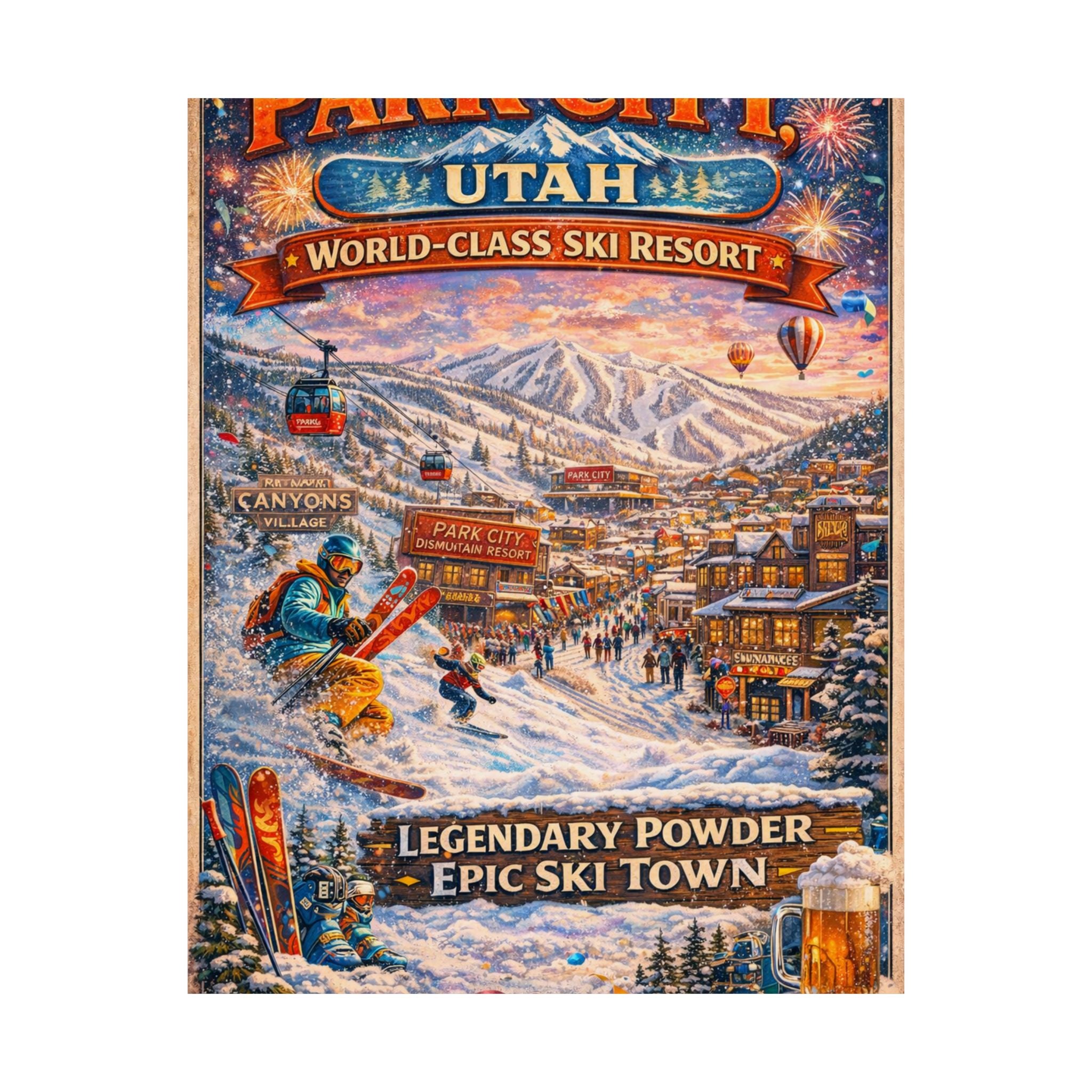 Park City Utah Ski Poster — Legendary Powder Vertical Matte Print