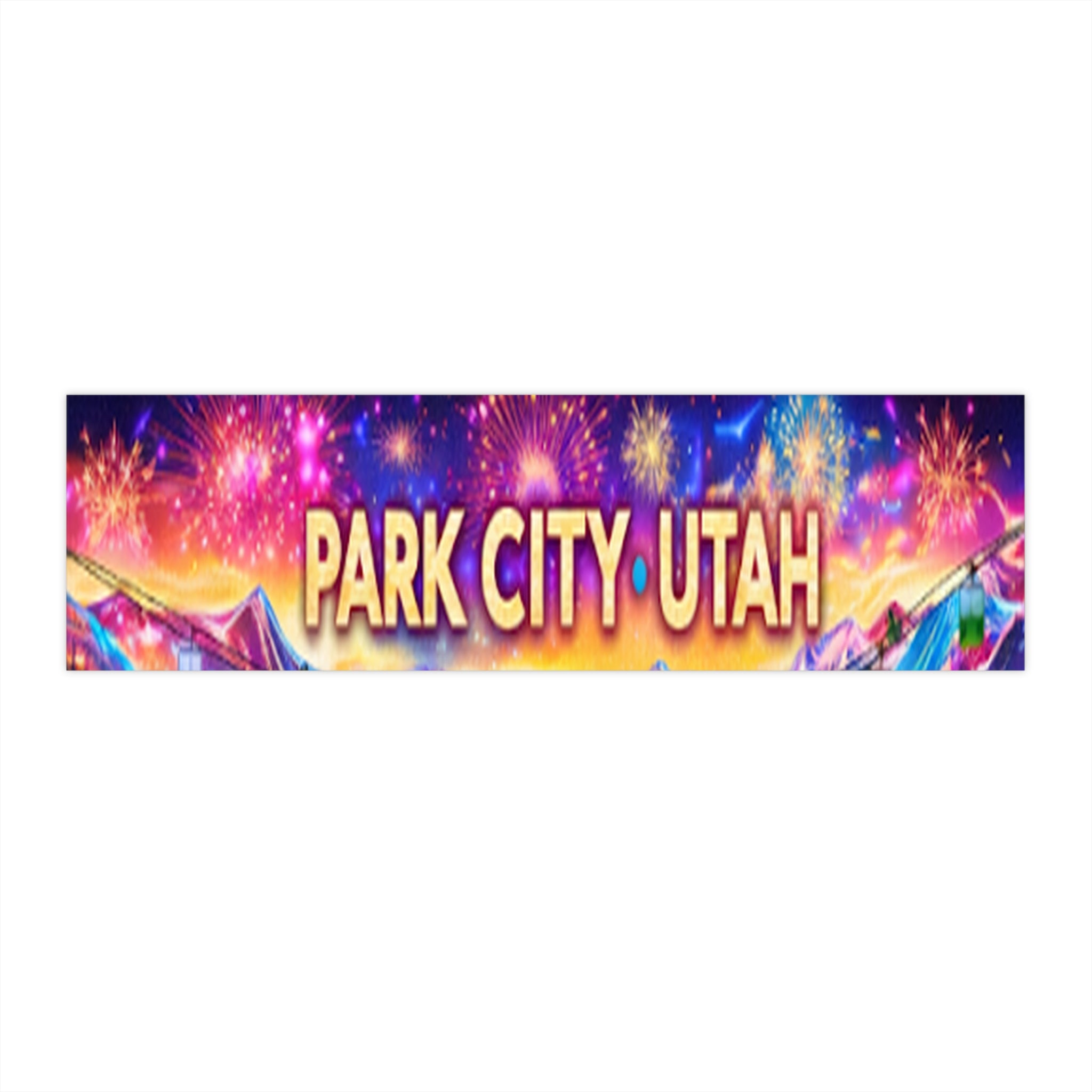 Park City, Utah Bumper Sticker — Colorful Fireworks & Mountain Souvenir