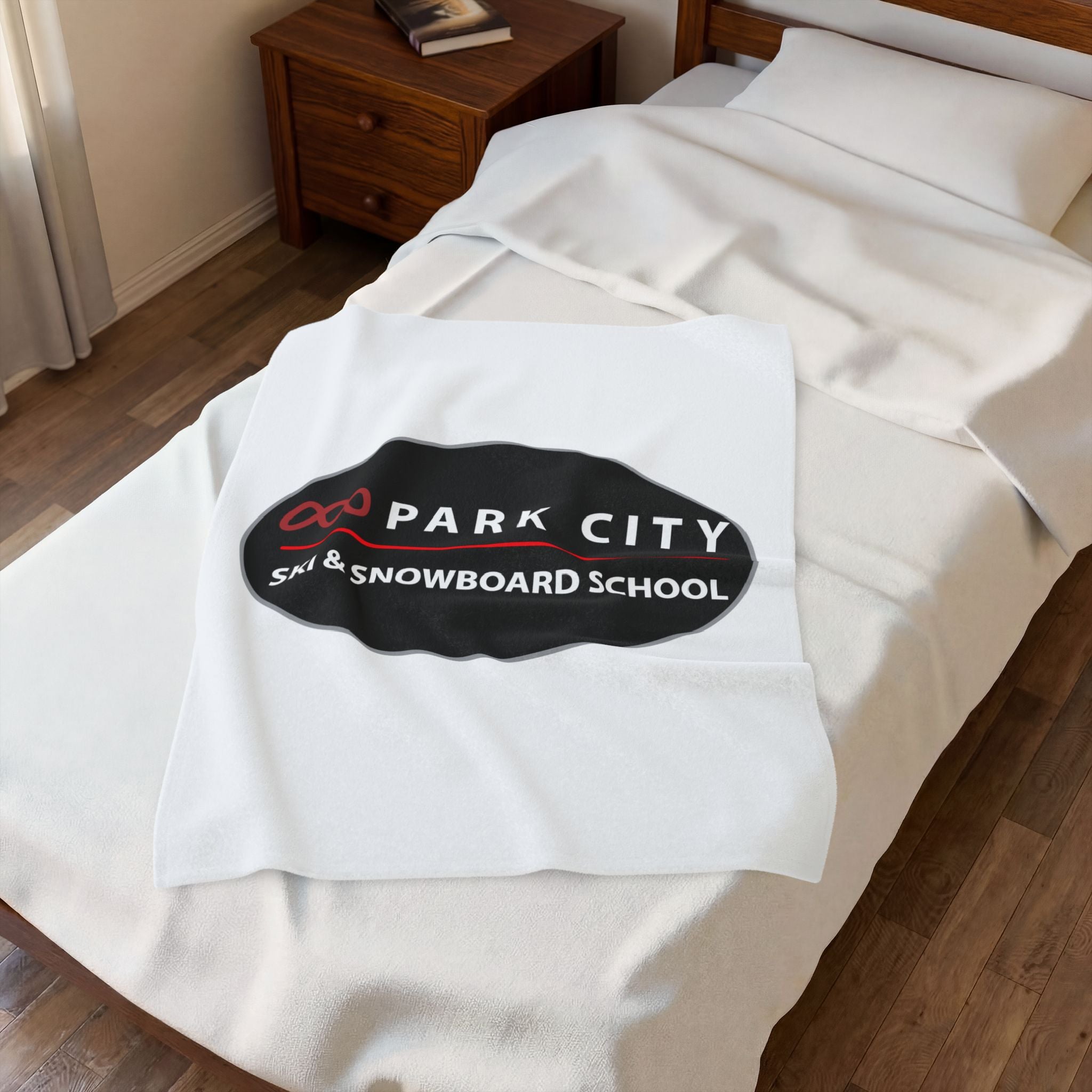 Park City Ski & Snowboard School Logo (Oval), Velveteen Plush Blanket
