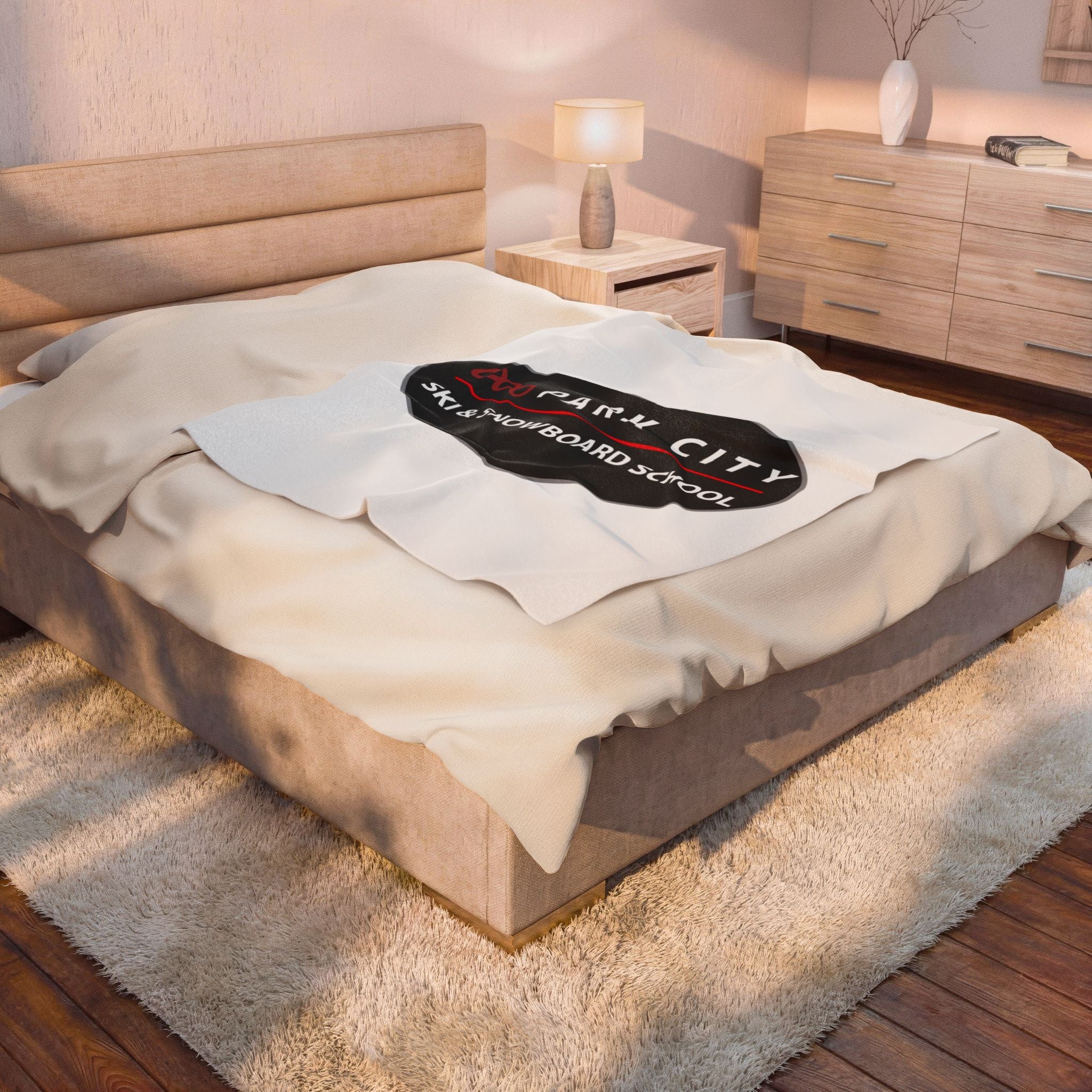 Park City Ski & Snowboard School Logo (Oval), Velveteen Plush Blanket