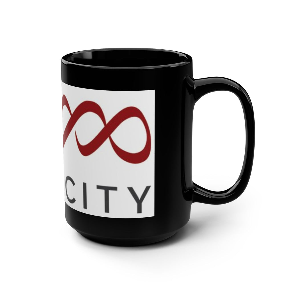 Black 15oz Mug — Dark City Infinity Logo Coffee Cup