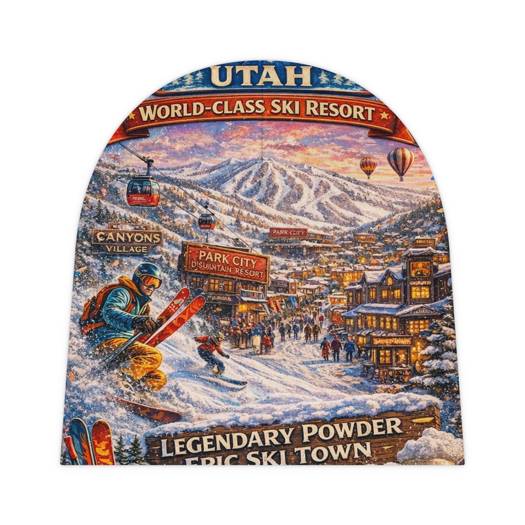 Park City Baby Beanie — Utah Ski Resort All-Over-Print (Legendary Powder)