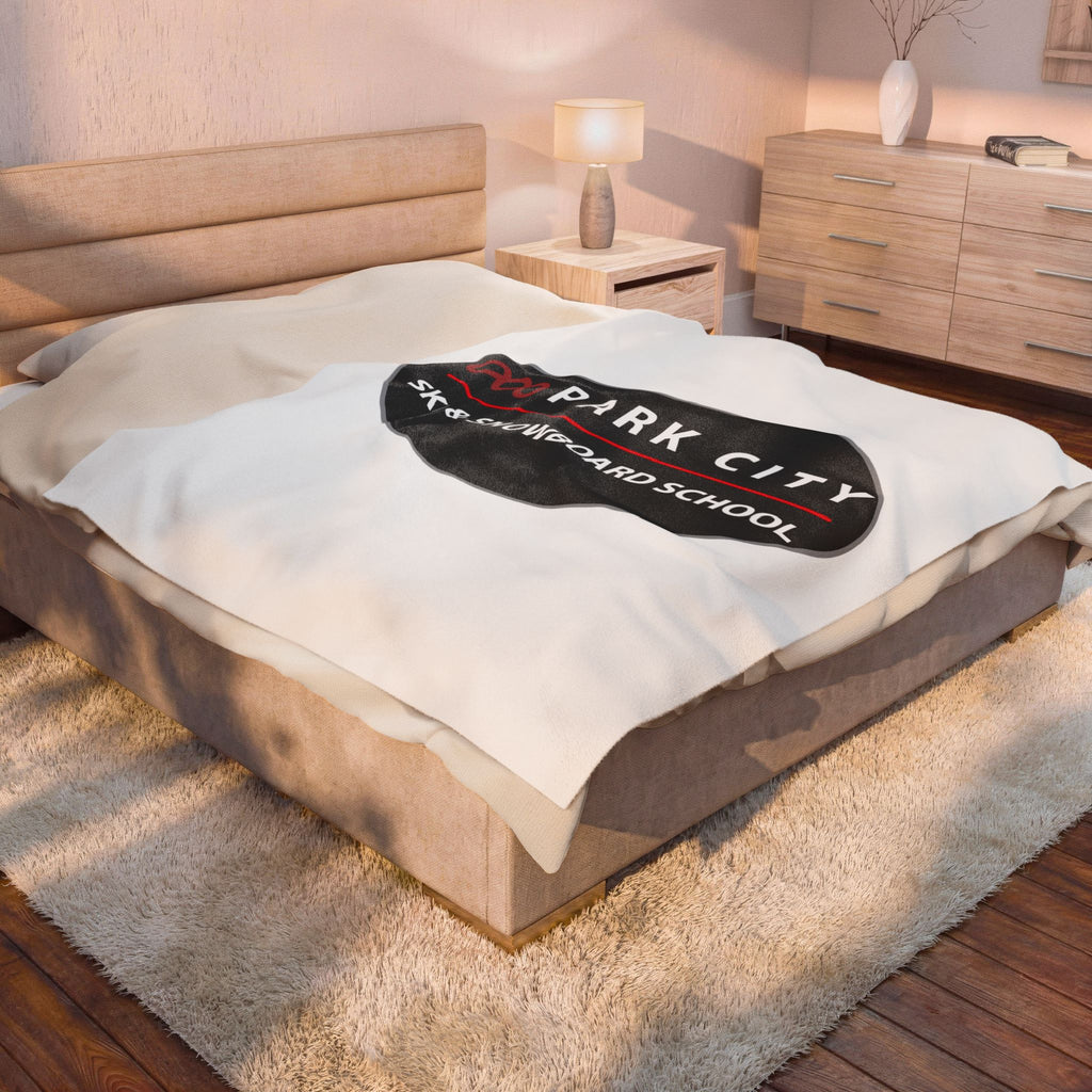 Park City Ski & Snowboard School Logo (Oval), Velveteen Plush Blanket